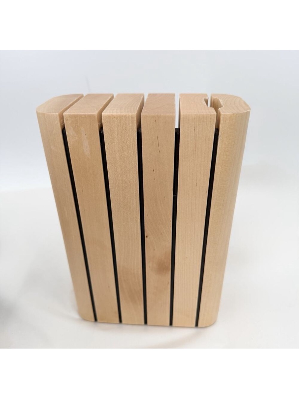 Caraway Natural Wood Magnetic Bottom 5 Slot Knife Block 6.25" x 2.75" x 9"